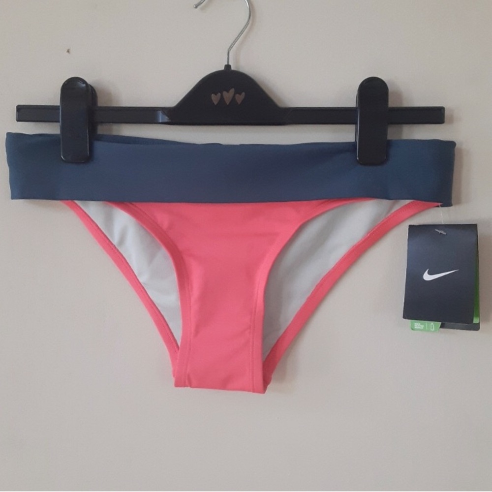 New Nike 2 in 1 Fold over Bondi Block swim bikini,Neon/Slate Grey,size M
